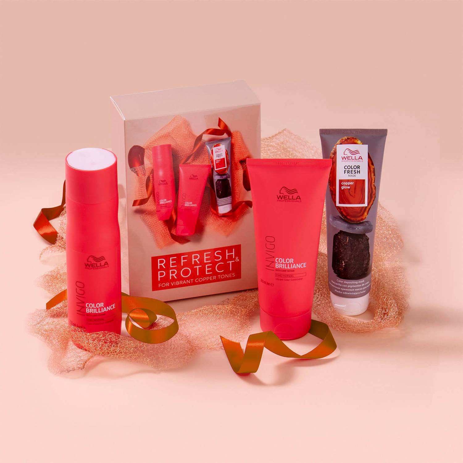 Wella Professionals Care Refresh and Protect Invigo Color Brilliance and Color Fresh Vibrant Copper Tone Mask Set (Worth £46.25)