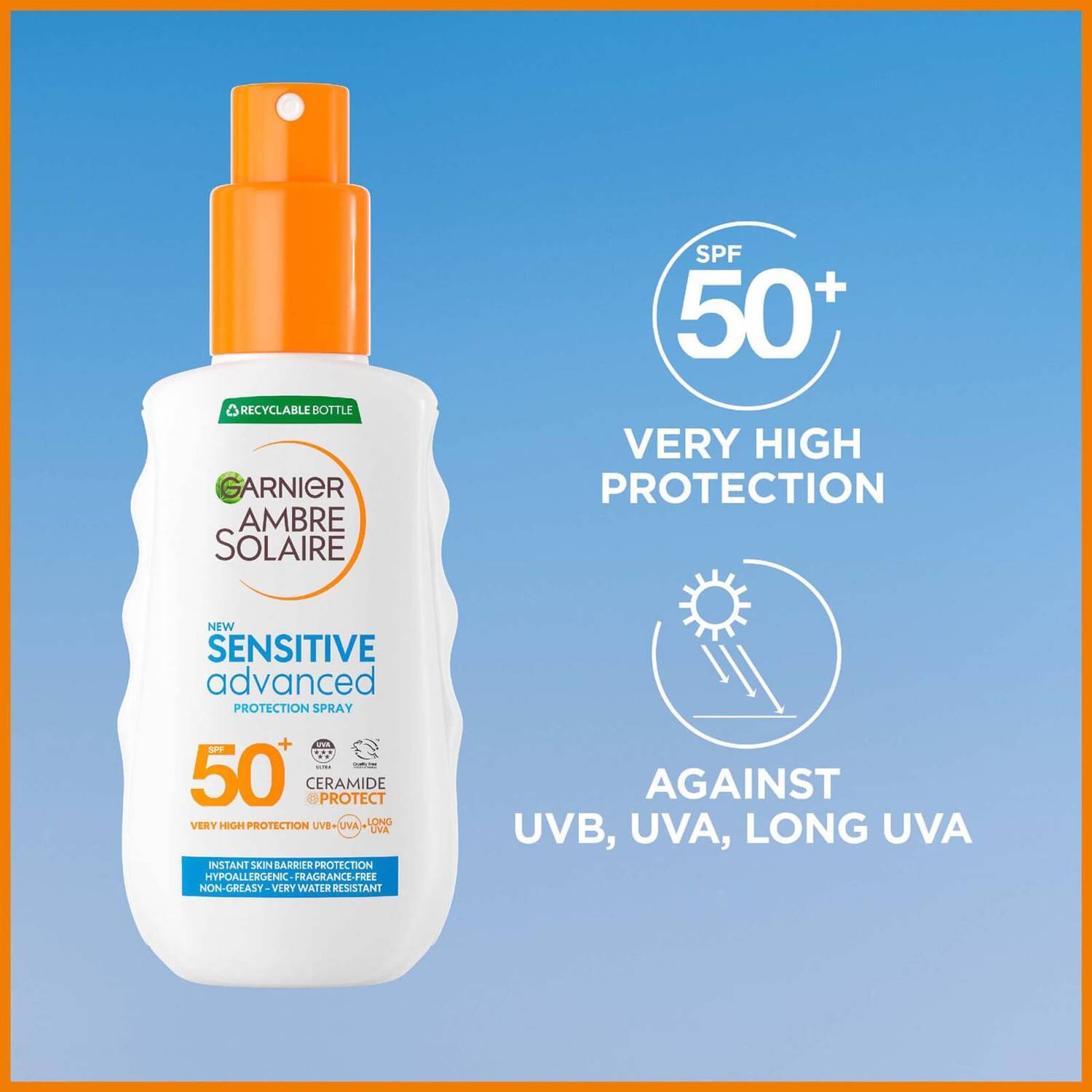 Garnier Ambre Solaire SPF 50 Sensitive Advanced Sun Spray 150ml