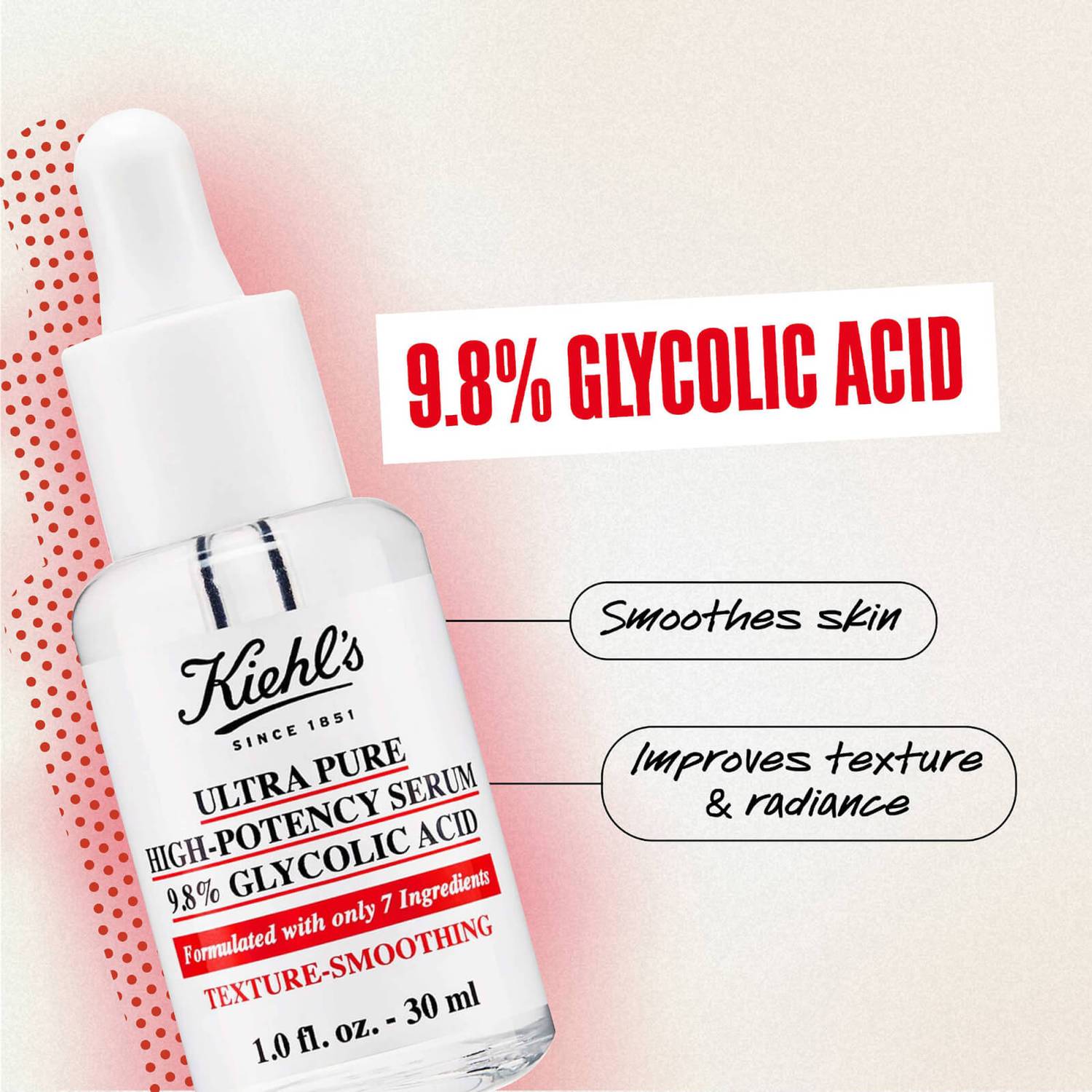 Kiehl's Ultra Pure 10% Glycolic Acid Texture-Smoothing High-Potency Serum 30ml