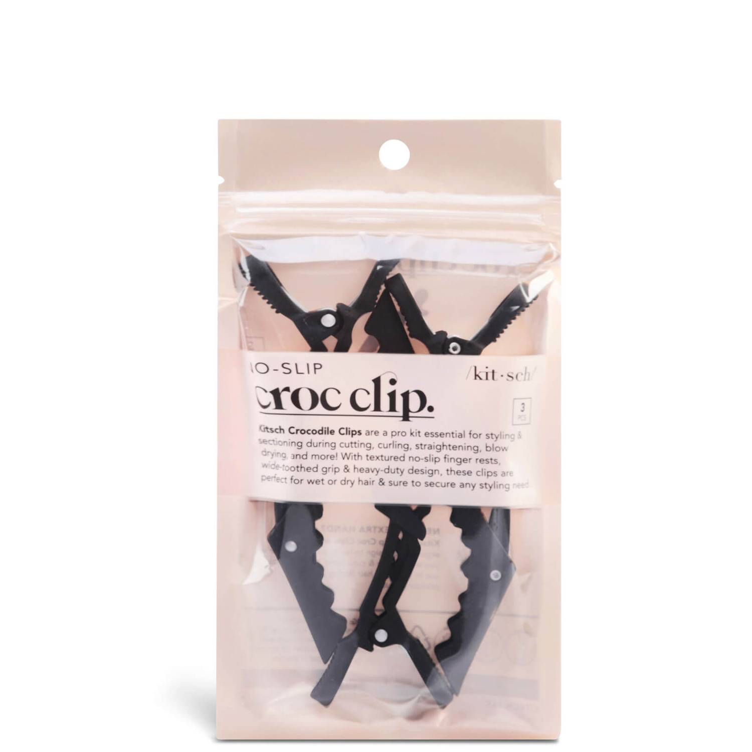 Kitsch No Slip Crocodile Clips - Black (Pack of 3)