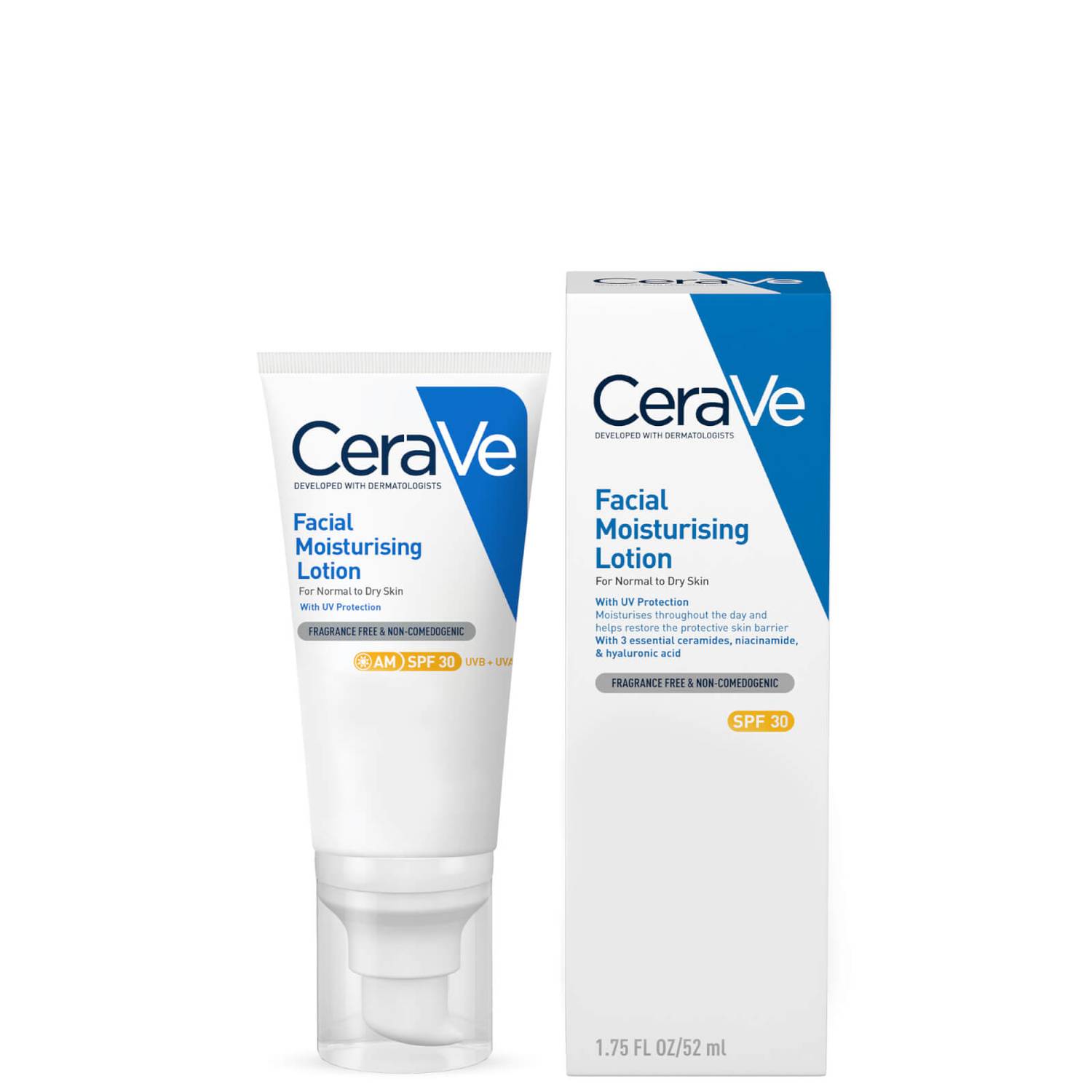 CeraVe AM Facial Moisturising Lotion SPF30 with Ceramides for Normal to Dry Skin 52ml