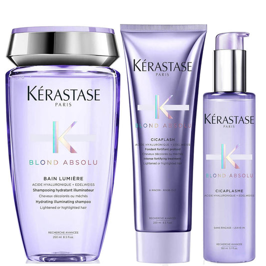 Kérastase Blond Absolu Shampoo, Conditioner and Treatment Hair Routine for Lightened or Highlighted Hair