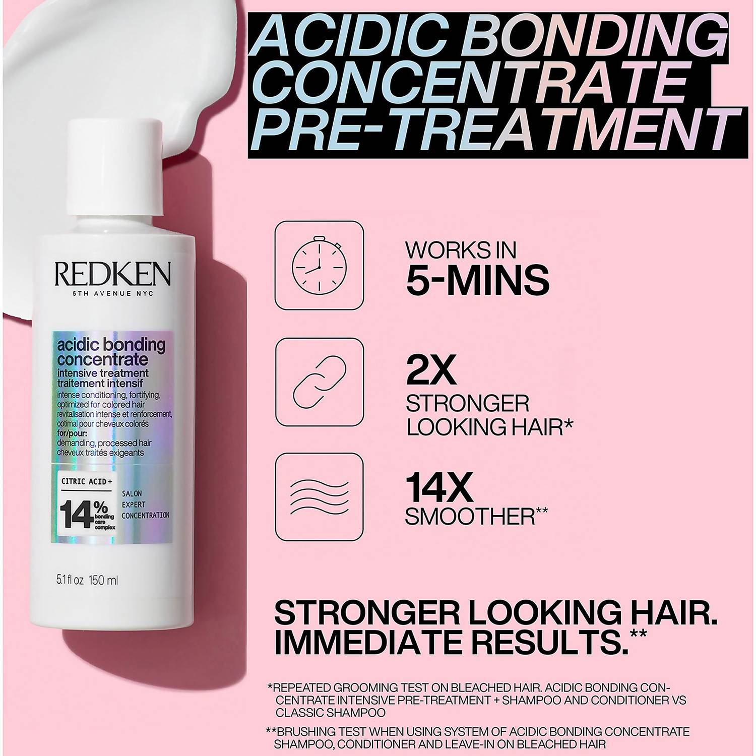 Redken Acidic Bonding Concentrate Intensive Pre-Treatment, Shampoo, Conditioner, Hair Mask and Leave-in Treatment Routine