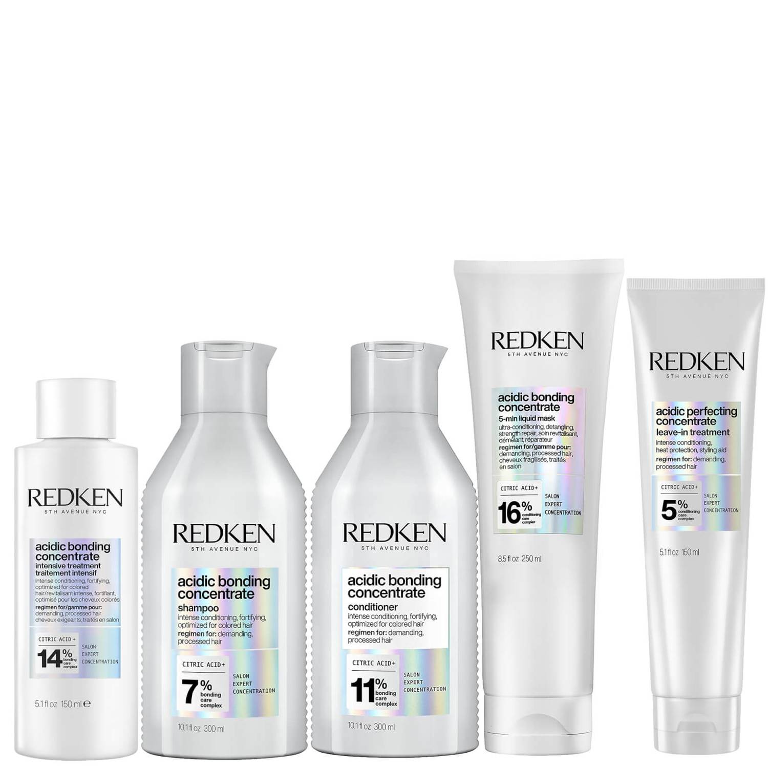 Redken Acidic Bonding Concentrate Intensive Pre-Treatment, Shampoo, Conditioner, Hair Mask and Leave-in Treatment Routine